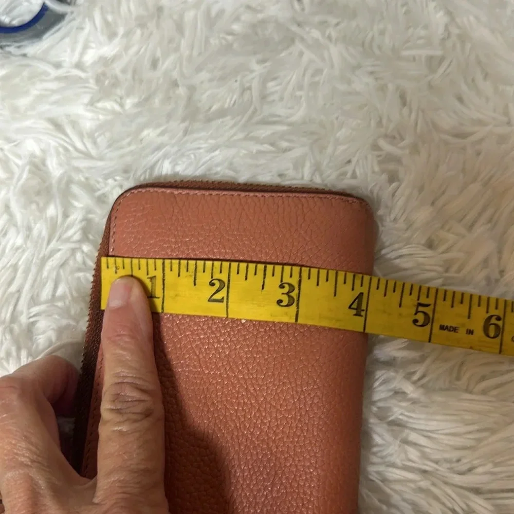 Coach Texture Accordion Zip Around Leather Wallet - Pink vintage
